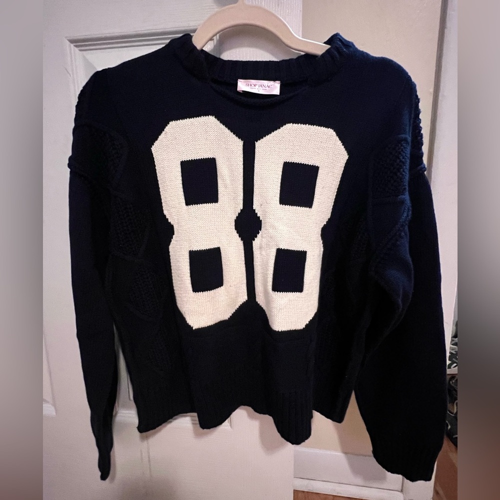 Navy Blue Sweater with White Number Design